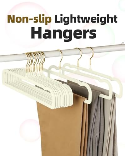 Felt Hangers White Velvet Hangers, Thin Pants Hangers 20 Pack, Adult Hanger - Image 2