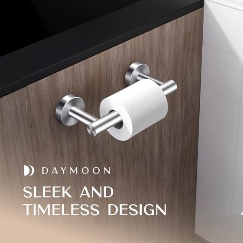 Day Moon™ - Toilet Paper Holder - Modern Roll Holder for Bathroom - 2 Pack - Wall Mount, Brushed Nickel - Image 3