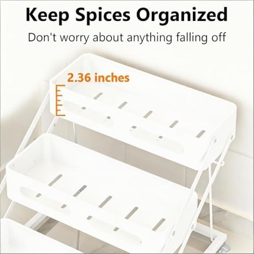 Ceetug 3 Tier Foldable Spice Rack, White - Image 6