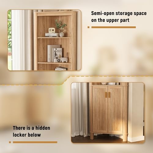 INNOD 69" Tall Corner Shelf with Doors, 6-Tier Corner Storage Cabinet with Doors, Space Saver Shelf for Bathroom, Bathroom Floor Cabinet for Living Room Kitchen, Hallway - Image 5