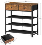usikey Shoe Rack, 4 Tier Shoe Storage Organizer with 2 Drawers, Metal Shoe Shelf for 9-12 Pairs of Shoes, with 3 Oxford Fabric Shelves and Wooden Top, Shoe Stand for Entryway, Closet, Rustic Brown - Image 3