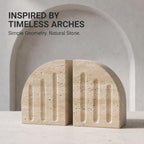 Travertine Book Ends, Decorative Stone Bookends for Shelves, Heavy Bookends - Image 2