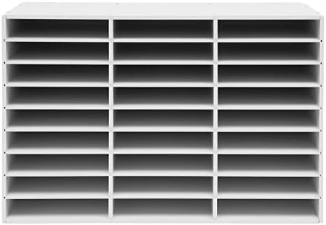 Literature Organizer, Desktop File Sorter Mail Center, Paper Storage Cabinet with 27 Slots Compartments, Classroom Mailbox for Home School Office (27 Slots White) - Image 6