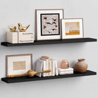 Black Floating Shelves 48 Inch Long, Large Wall Shelf for Office Kitchen by Forbena