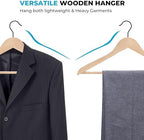 JS HANGER Wooden Coat Hangers, 16 Pack High Grade Wood Suit Hangers with Non Slip Pant Bar - Extra Smooth and Splinter Free, Unvarnished - Image 4