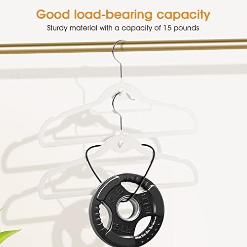 20 Pack Velvet Slim Non-Slip White Hangers - Space Saving Clothes Hangers with 360° Swivel Hook for Heavy Duty Adult Clothes - Image 6