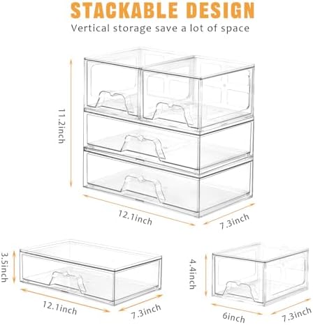 4 Pack Stackable Storage Drawers, Clear Acrylic Organizer, Makeup Organizer - Image 2