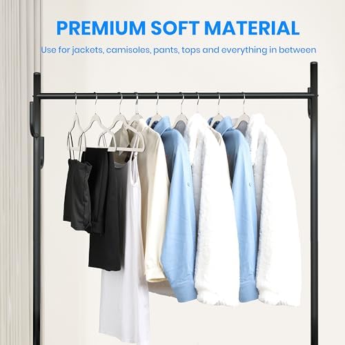 YSSOA Velvet Hangers 60 Pack, Non-Slip Clothes Hangers with Shoulder Notches, 360° Swivel Hooks, Heavy Duty Standard Hangers for Closet Space Saving, White - Image 6