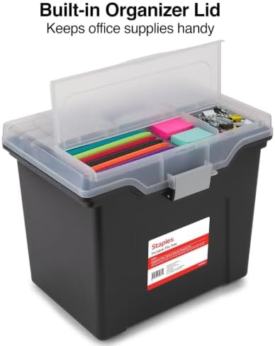 STAPLES File Box Portable Tote, Letter Size, Black, 4/Carton - Image 4