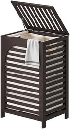 Laundry Hamper with Lid (16.9 * 13 * 26.5inches) Large Bamboo Laundry Bin Basket 85L Clothes Hamper with 1 Removable Bag Storage baskets for Bathroom(Brown) by FILWH