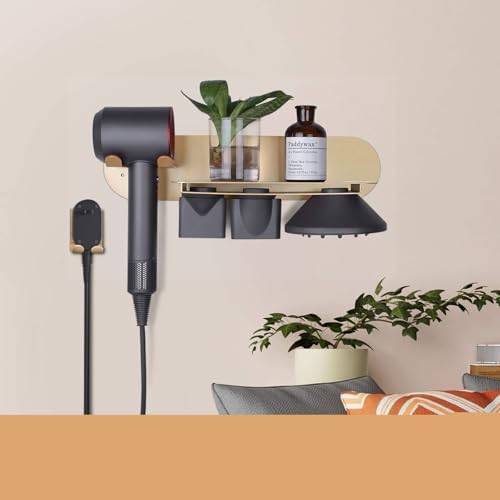 FLE Hair Dryer Stand Holder Wall Mount Storage Rack Gold - Image 2