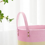 VIPOSCO 72L Tall Woven Rope Laundry Hamper, Leather Handles, Rainbow - Image 3