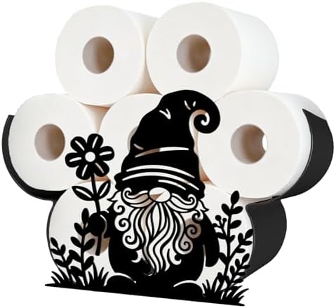Gnome Toilet Paper Holder Wall Mount/Stand for Extra 8 Rolls by WHIMSTITCH