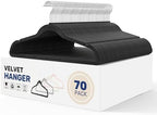 YSSOA 70 Packs Velvet Hangers, Non Slip Space Saving Suit Hangers, Heavy Duty Clothes Hangers with 360° Rotatable Hook for Coats, Pants, Black by YSSOA