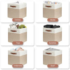SNWDN 6 Pack Collapsible Fabric Storage Baskets with Handles (White/Beige 11x11x11 Inches) - Image 4