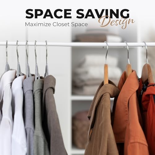 Our Modern Space 100 Pack Velvet Hanger for Shirt Pants Dresses Skirts Suits Jackets - Slim Space Saving Design - Standard Coat Hanger - Sturdy & Durable Design with Shoulder Grooves Hook - Image 5