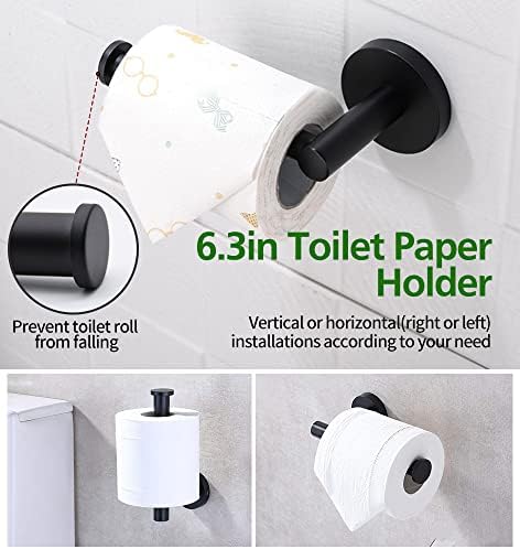 20pcs Bathroom Hardware Set, Matte Black Bathroom Hardware Set, Including 16" Hand Towel Bars, Toilet Paper Holders, Towel Rings, Robe Towel Hooks - Image 4