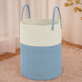 JMvicyroam 80L Cotton Rope Laundry Basket Hamper, White and Blue by JMvicyroam