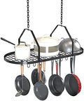 Ceiling Pot and Pan Rack, Kitchen Pot Organizer Storage Rack, Multi-Purpose Organizer for Home, Restaurant, and Kitchen Cookware with 20 Removable Hooks (Black) by Supfirm
