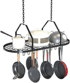 Ceiling Pot and Pan Rack, Kitchen Pot Organizer Storage Rack, Multi-Purpose Organizer for Home, Restaurant, and Kitchen Cookware with 20 Removable Hooks (Black) by Supfirm