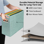 4 Packs Letter Size File Organizer, File Folders Organizer, Fabric Storage Box, Collapsible Paper Organizer with Metal Handle, Smooth PVC Rails, Only Box (Green) - Image 3
