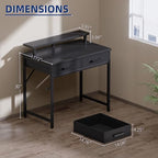 Pamray 32 Inch Small Computer Desk with Monitor Stand and 2 Drawers - Image 3