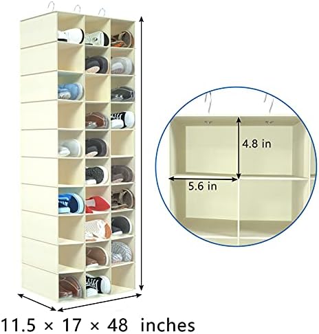 Libeder 30 Section Hanging Shoe Organizer & Storage for Closet, Beige - Image 3