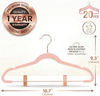 MIZGI Premium Velvet Pants Hangers with Clips (Pack of 20) Slim Skirt Hangers- Non Slip Felt Outfit Dress Hangers Blush Pink - Copper/Rose Gold Hooks,Space Saving Shirt Clothes Hangers - Image 2