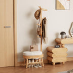 AQIMUELE Shoe Bench with Coat Rack, Shoe Rack with 9 Hooks, Natural - Image 6
