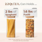 ComSaf Pasta Containers Storage 2.2 Qt, Set of 3 Tall Glass Spaghetti Jar - Image 3
