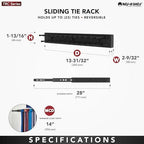 Rev-A-Shelf TRC-14CR 14-Inch Side Mount Extending Closet Tie and Belt Hanger Organization Storage Rack Holder for Up to 25 Ties, Chrome (2 Pack) - Image 2