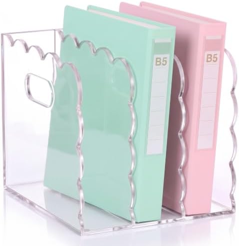 1 PC Scalloped Acrylic Magazine Holder, File Organizer, Handle Cutout Style by Suzile