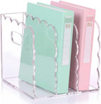 1 PC Scalloped Acrylic Magazine Holder, File Organizer, Handle Cutout Style by Suzile