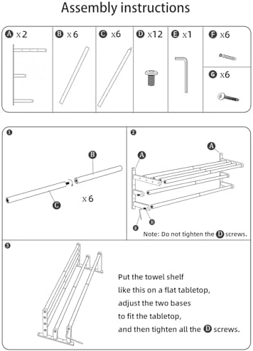 VOTZAAQ Towel Racks for Bathroom, 24 in Black Towel Shelf with Double Towel Bar, 3 Tier Stainless Steel Towel Storage, Bath Towel Holder Wall Mounted for Lavatory Organizer Decor RV Camping - Image 6