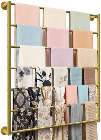 Wall Mounted Scarf Rack, Hijab Hanger Organizer (Gold, 7T-31.5×35.4IN) by FWTXZTER