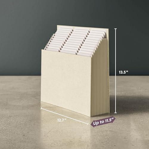 Smead Expanding 12-Pocket Stadium File, 12.75" x 13.75" x up to 11.75", Beige Natural Linen (70226) - Image 2