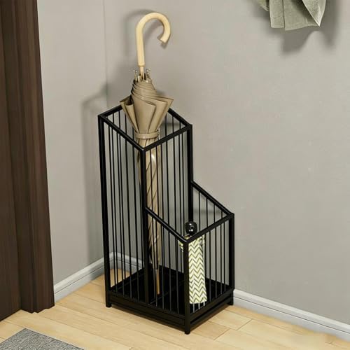 Black Umbrella Stand with Drip Tray, No Assembly Required, Minimalist Modern Home Decor, Durable Space‑Saving Indoor Umbrella Storage Holder for Entryway, Hotel & Office Entrance - Image 5