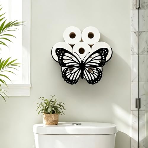 Butterfly Toilet Paper Holder Wall Mount/Stand for Extra 8 Rolls - Image 6