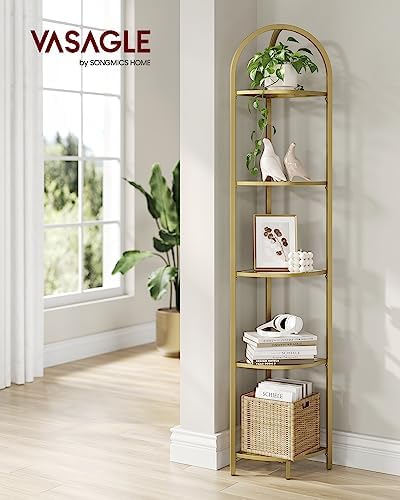 VASAGLE 5-Tier Corner Shelf Stand, Tempered Glass, Steel Frame - Image 2