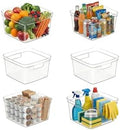 MOONEDGE 6-Pack 10x10x6 Clear Plastic Cube Storage Bins with Handles by MOONEDGE