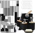 Bathroom Decor and Accessories Set of 10, Geometric Checkered by Tayney