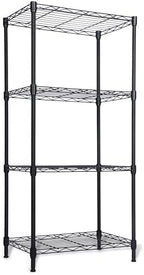 Whitmor 4 Tier Storage Shelves, Heavy Duty Metal Shelving, 400 lbs Capacity per Shelf, 1600 lbs Total, Easy Assembly for Kitchen, Garage, Plant, 18" L x 12" W x 38" H, Black by Whitmor