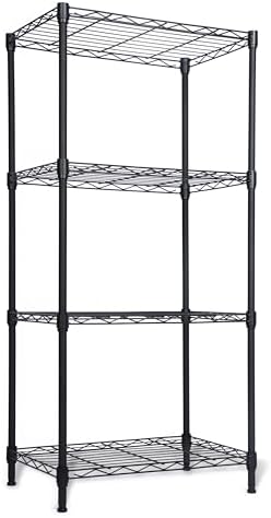 Whitmor 4 Tier Storage Shelves, Heavy Duty Metal Shelving, 400 lbs Capacity per Shelf, 1600 lbs Total, Easy Assembly for Kitchen, Garage, Plant, 18" L x 12" W x 38" H, Black by Whitmor