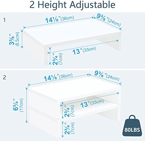 TEAMIX White Monitor Stand Riser, 2 Pack Wood - Image 4