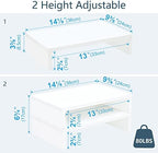 TEAMIX White Monitor Stand Riser, 2 Pack Wood - Image 4