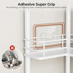 Orimade Rustproof 2 Tier Floor Standing Corner Shower Caddy Organizer with Toothbrush Holder, Large Spacing Floor Shower Shelf Rack Storage Stands with Hooks for Bathroom Kitchen, White - Image 5