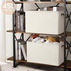CHICVITA 45L Extra Large Fabric Storage Bins for Shelves, 2Pack, Beige - Image 5