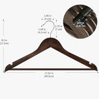 ABHENG 30 Pack Wooden Coat Hangers, 360° Swivel Hook, Suit Hangers with Anti-Slip Notches, for Jackets, Shirts, Dress, Dark Walnut, UAWY0530H - Image 5