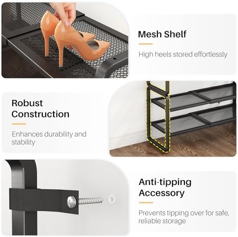 Expandable Metal Shoe Rack for Closet, Entryway & Garage, 6-Tier, Black - Image 5