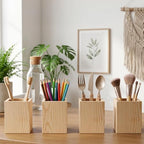 16 Pack Wood Pen Holder, 3.1" x 3.1" x 3.94" Unfinished Pine Wood Pencil Holder for Desk Organization, DIY Crafts, Rustic Home Decor - Image 5